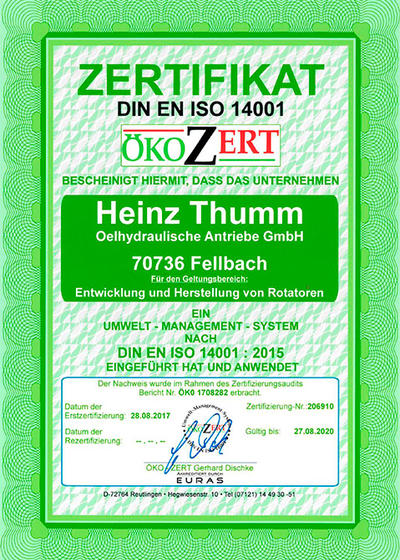 THUMM ISO Zertifikate